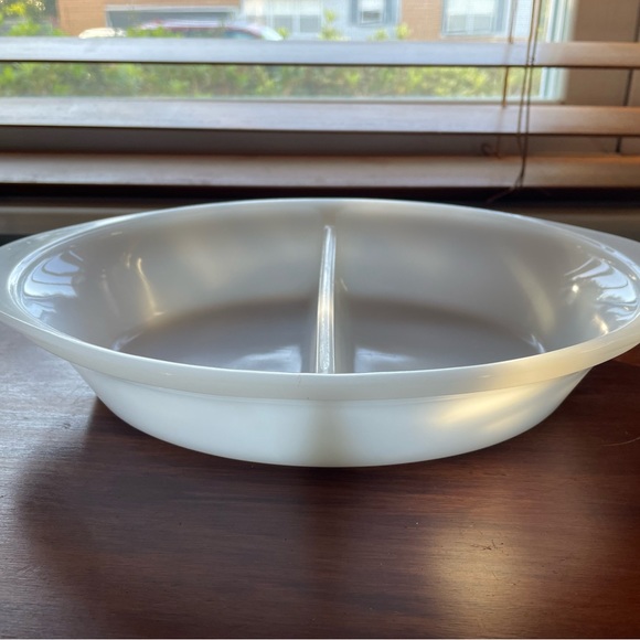 Vintage Glasbake J239 Oval Divided Casserole Serve - Picture 3 of 6
